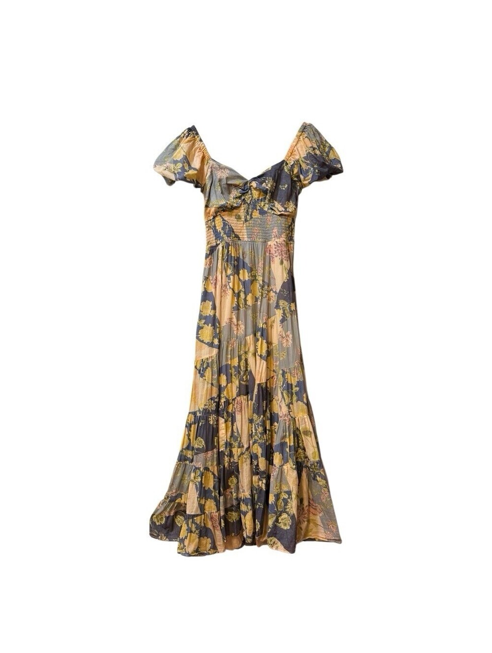 Free People Sundrenched Maxi Floral Dress Size Large Boho Cottagecore Romantic